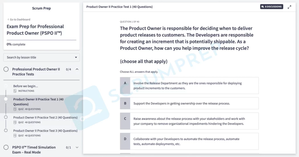 PSPO II Quiz Question 1