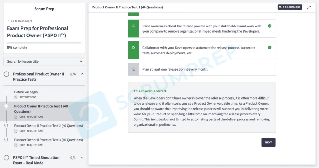 PSPO II Quiz Question Explanation