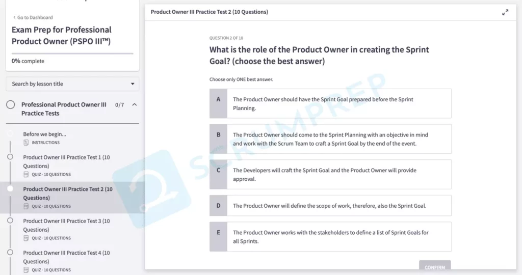 PSPO III Quiz Question 2