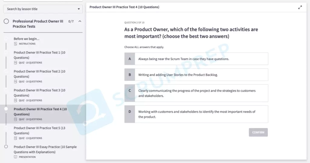 PSPO III Quiz Question 3