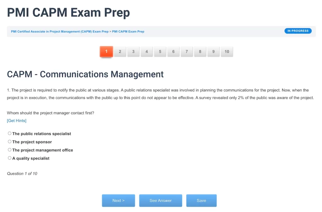 CAPM Test Question - ScrumPrep