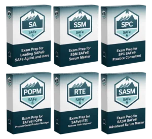 Leading SAFe™ (SA), SAFe™ Scrum Master (SSM), SAFe™ Advanced Scrum Master (SASM), SAFe™ Product Owner/Product Manager (POPM), SAFe™ Release Train Engineer (RTE), SAFe™ Practice Consultant (SPC) practice exams