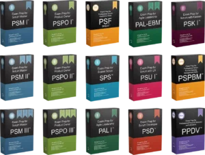 PSM I/II/III, PSPO I/II/III, SPS, PSU I, PSD, PSK I, PAL I, PAL-EBM, PSF Skills, PSPBM, PPDV Practice Tests